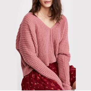 Free People Mauve V-Neck Sweater